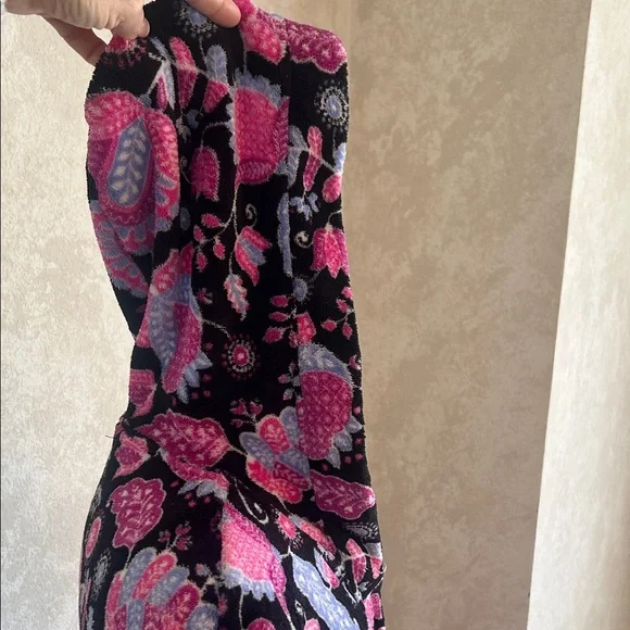 Vera Bradley💕Black, Hot Pink & Purple ALPINE FLORAL Hooded BATHROBE. Size S/M - Picture 9 of 15